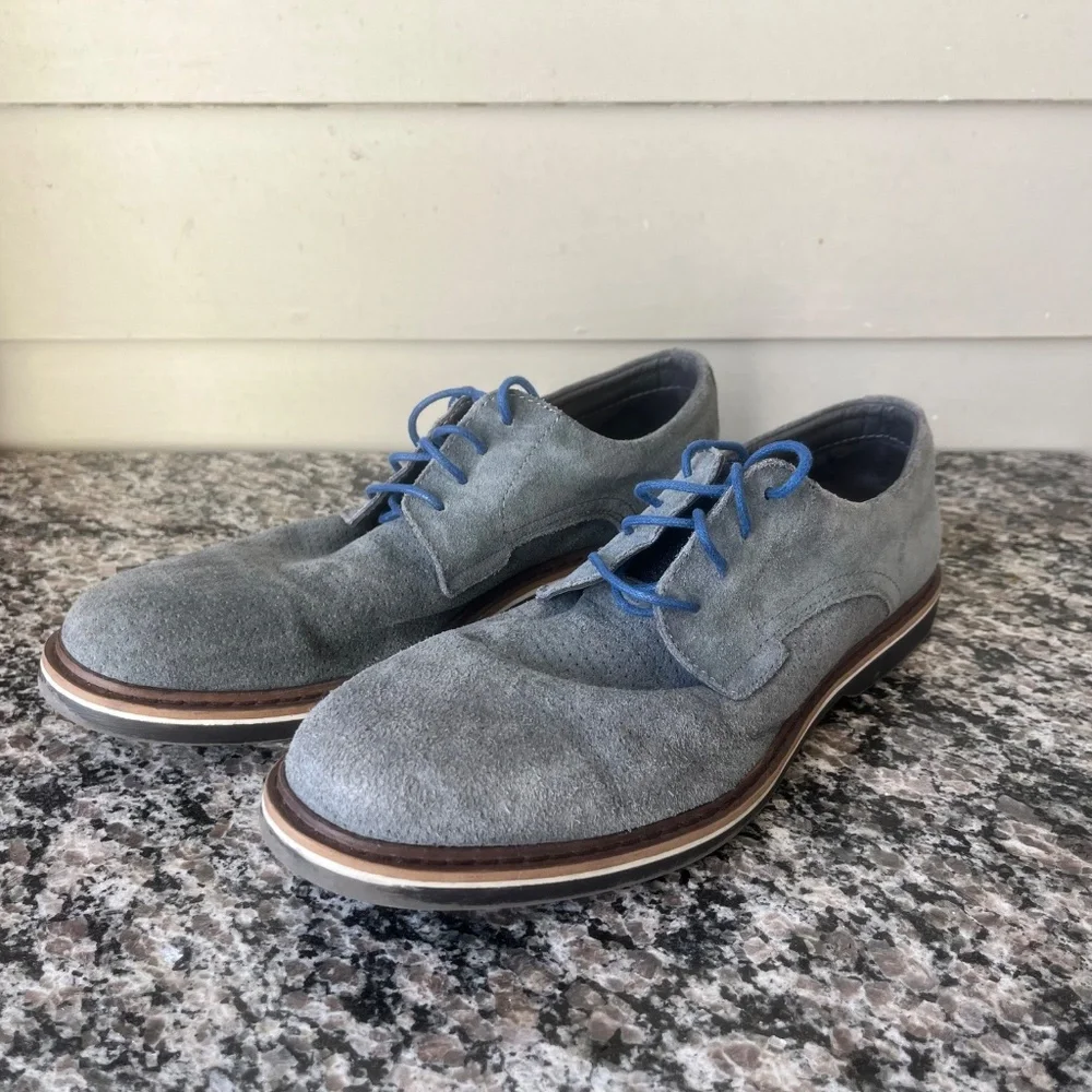 Vance Co. Men's Grey Suede Lace-Up Shoes (Size 10)